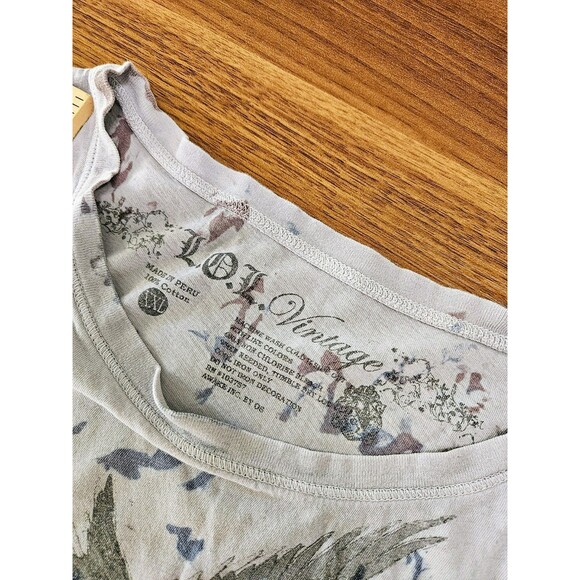 LOL Vintage Tee Shirt Cap Sleeve Gray Bird Womens Size XXL Slim Fit 100% Cotton - Picture 3 of 5